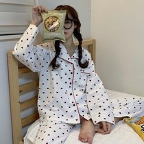 Pajamas for women summer Korean style student polka dot home clothes set naughty and cute spring and autumn pajamas and pajamas thin hip-hop clothes