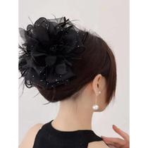 High-end feather gripper elegant temperament flower plate hairpin 2024 new style shark clip hairpin on the back of the head