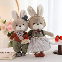 Cute couple bunny and bear plush toy foreign trade new gentleman rabbit doll companion gift