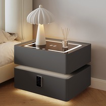 Smart bedside table with lamp 2024 new bedroom wireless charging all solid wood high-end bedside table simple and modern