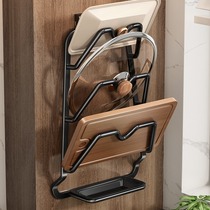 Space aluminum pot lid rack household wall-mounted pot lid storage rack chopping board storage rack no punching kitchen supplies direct sales