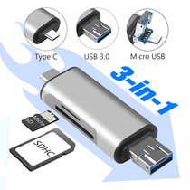 3 In 1 Type C Card Reader SDHC SD TF MicroSD Card Reader Mic