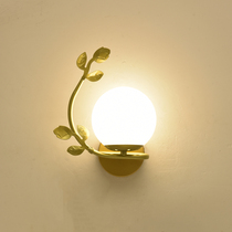 Nordic wall lamp bedroom living room simple modern bed bedroom headlight led light luxury American gold dust-proof wall lamp
