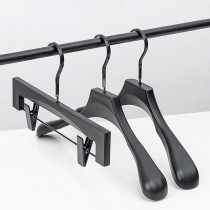 Mens black clothing store imitation wood grain non-slip plastic clothes hanger trouser clip home wide shoulder seamless suit hanger
