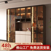 Sideboard high cabinet integrated solid wood multi-layer cabinet living room storage cabinet light luxury modern simple glass door wine cabinet