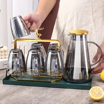 Tempered anti-fall home glass for living room coffee table high temperature resistant drinking cup with handle hospitality water set