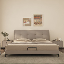 Minimalist leather bed modern and simple 1 8 Italian style leather bed double bed master bedroom light luxury Nordic solid wood soft cover wedding bed