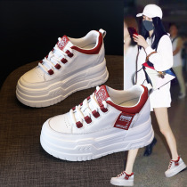 2024 spring new thick-soled white shoes for women Korean style inner height-increasing sneakers casual platform sole shoes niche design