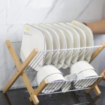 Kitchen drain dish rack dish plate stainless steel drying rack bowl rack household Japanese dish rack