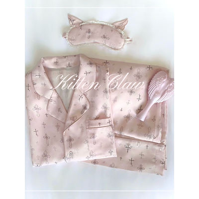 KittenClaw Dream Cross Angel Cat Ear Pajama Set for Tencel Lyocell Spring and Summer, suitable for wearing as outerwear