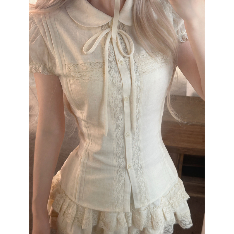 Kittenclaw Cross Lace Medieval Gothic Lace Doll-Style Puffy Skirt and Pants Set