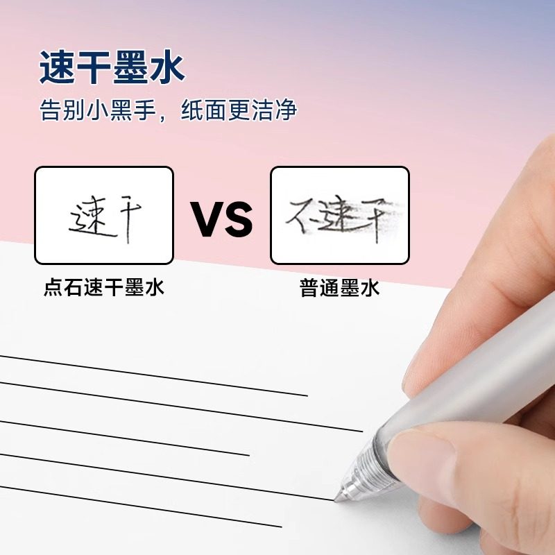 Dianshi Retractable Gel Pen 0.5mm Black, Red, Blue Ink, Gentle on Fingers, Dual Ballpoint, Quick-Drying, Smooth Bullet Tip, Exam Pen, Office Student Writing Practice Signature Pen Ds-0111