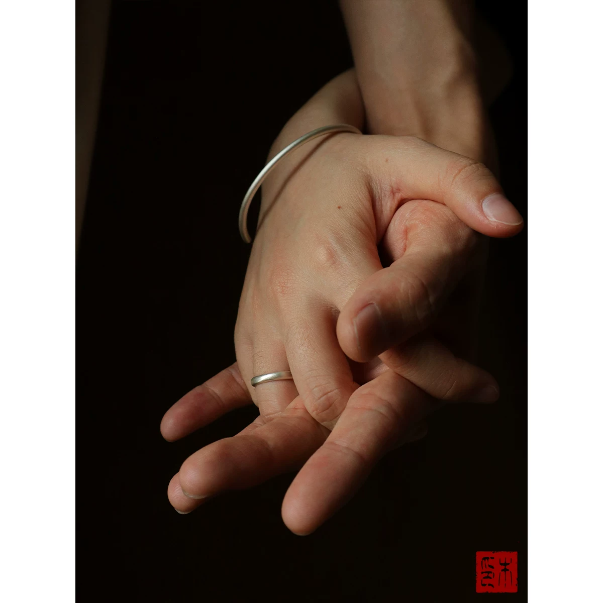 木眠 Matte silver bracelet, adjustable ring, for beloved, Birthday gift