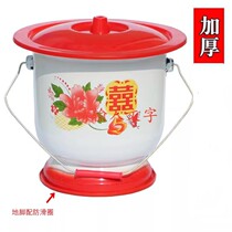 Spittoon Toilet Women High foot urine bucket adult urinals with cover enamel deodorized Home Night Seniors Bedroom Thickened