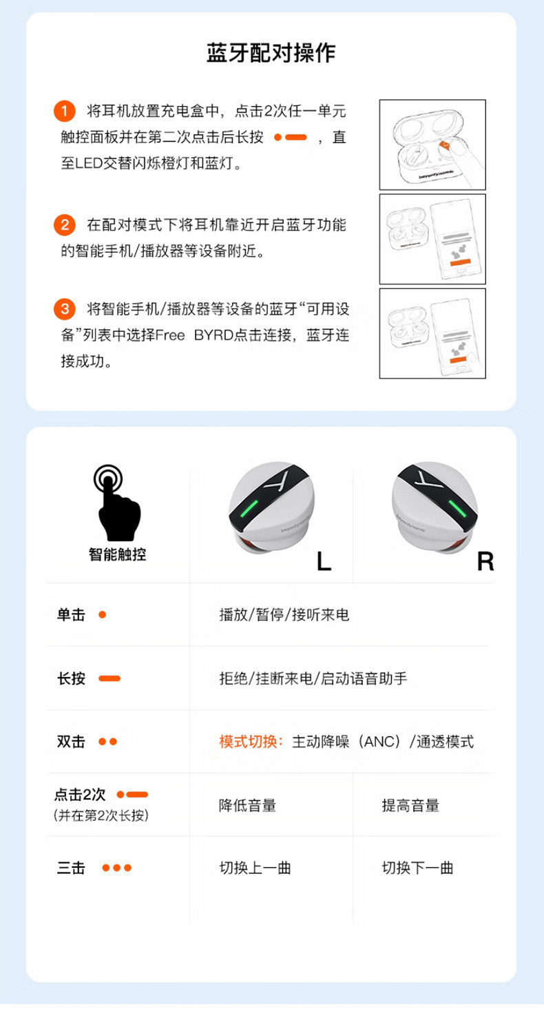 beyerdynamic拜雅 Free Byrd费兰朵 真无线蓝牙耳机入耳式降噪
