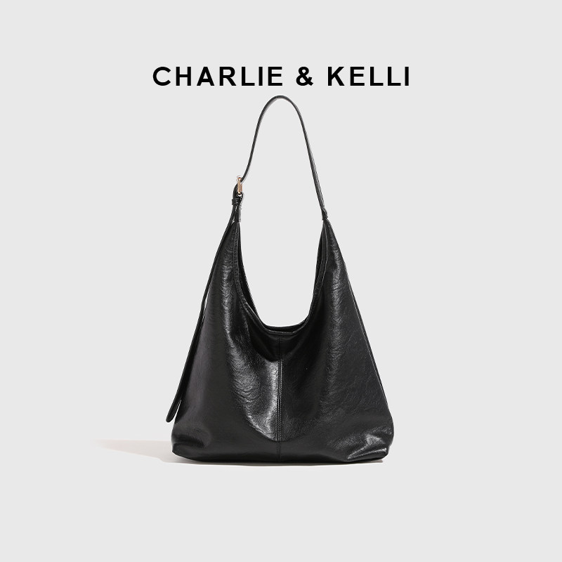 Сумки CHARLIE&KELLI, новинка 2025 года, черная пригородная сумка большой емкости на одно плечо, женская сумка-тоут для подмышек