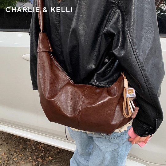 CHARLIE&KELLI women's bag 2026 new large-capacity commuter versatile croissant bag retro single shoulder crossbody bag