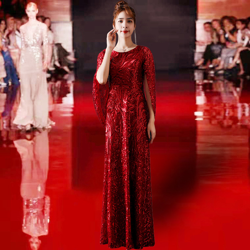 High-End Mother-Of-The-Bride Wedding Dress, New Elegant Young Red Dress, Classy Wedding Mother's Evening Gown