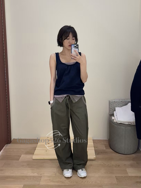 Now~ Coys*O New Style Work Pants with Unique Drawstring Cuffed Waist, Wide-Leg Casual Straight Pants