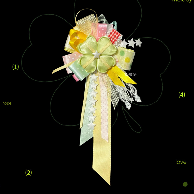 Handmade Ribbon Four-Leaf Clover Corsage Decoration DIY Material Kit Creative Birthday Gift for Friends and Besties Graduation