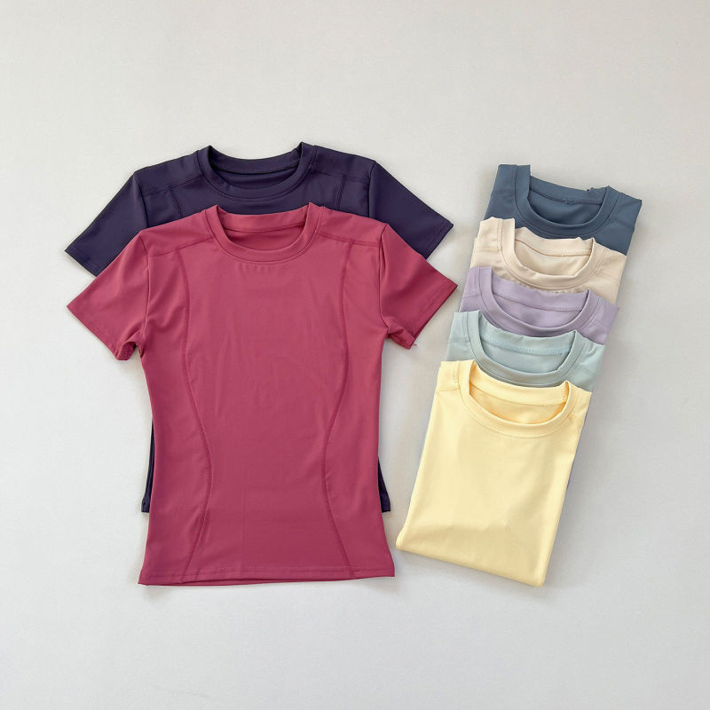 Yoga Clothing for Women, Summer Fitness Short-Sleeved Sports T-Shirt, Professional Dance Running Tight-Fitting Quick-Drying Top, Breathable Fitness Clothing