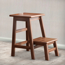 Foldable dual-purpose ladder high stool solid wood stool climbing two-step ladder stool multi-functional home kitchen shoe changing stool