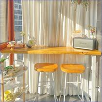 Solid wood bar table home balcony wall narrow table long table milk tea shop bar high table and chair combination commercial