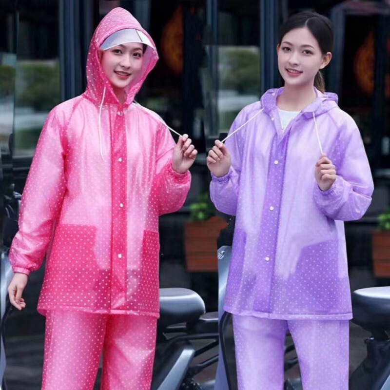 New Men's and Women's Raincoat and Rain Pants Set, Heavy-Duty Rain Protection, Suitable for Electric Vehicles, Outdoor Work, Tea Picking, Transparent Rain Poncho
