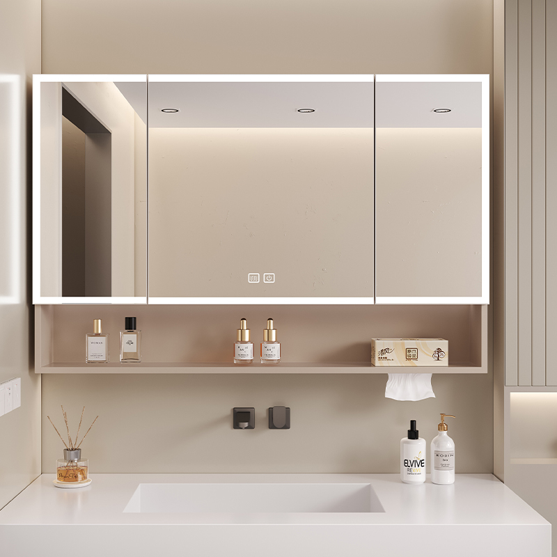 Space Aluminum Bathroom Smart Mirror Cabinet, Wall-Mounted Beauty Storage Cabinet, Storage Cabinet with Light and Defogging Mirror Space Aluminum Bathroom Smart Mirror Cabinet, Wall-Mounted Beauty Storage Cabinet, Storage Cabinet with Light and Defogging Mirror