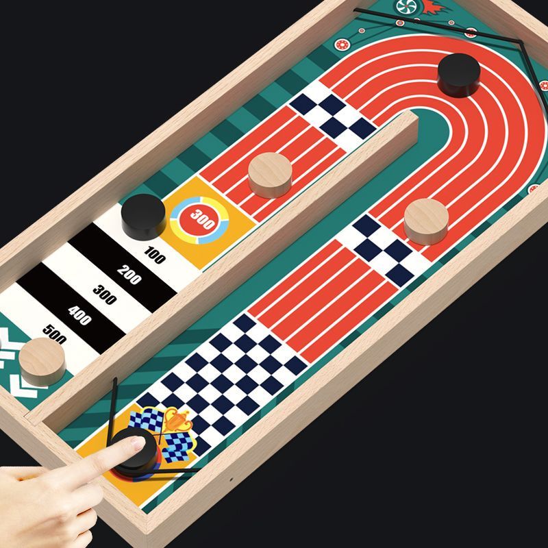 Children's Bouncing Chess Track Wooden Catapult Parent-Child Interactive Two-Player Tabletop Game Educational Toy for Boys and Girls