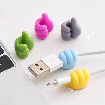Creative thumb hub data winding storage and organizing stainless punching no-pore hook hook fixing wire repair