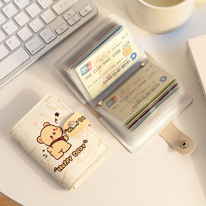 かわいいパチャ犬の漫画カードホルダーレディース小型大容量マルチカードスロットポータブル小型ドライバーIDコインケース