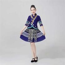 Miao New Dance Performance Costume Yunnan Ethnic Minority Tujia Ethnic Wind Square Dance Dress Short Plexum Skirt