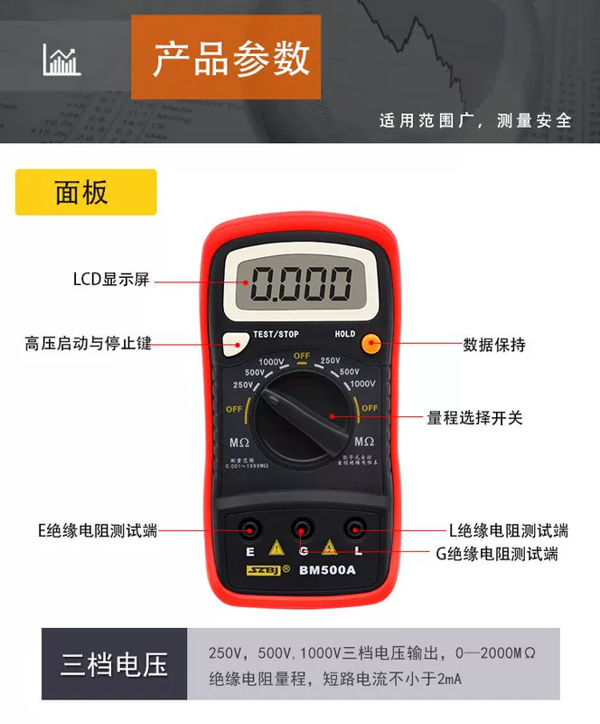 Máy đo điện trở cách điện kỹ thuật số Binjiang máy đo điện trở megger 250V500V1000V