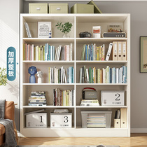 书柜儿童实木书架落地靠墙客厅置物架学生家用白色简易收纳柜一体