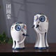 Reunion Elephant Ceramic Crafts Animals Chinese Home Warming Gift Creative TV Cabinet Blue and White Porcelain Wine Cabinet