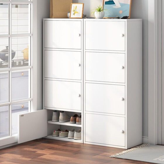 鞋柜家用门口大容量超大多功能仿实木玄关收纳柜简易防尘鞋架子