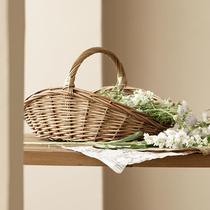 Plumeria basket portable fruit wicker storage basket rattan basket vegetable blue picnic basket given to best friend after giving birth