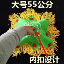 New large yangko tassel handkerchief duet performance square dance performance gauze and linen tassel octagonal scarf fan