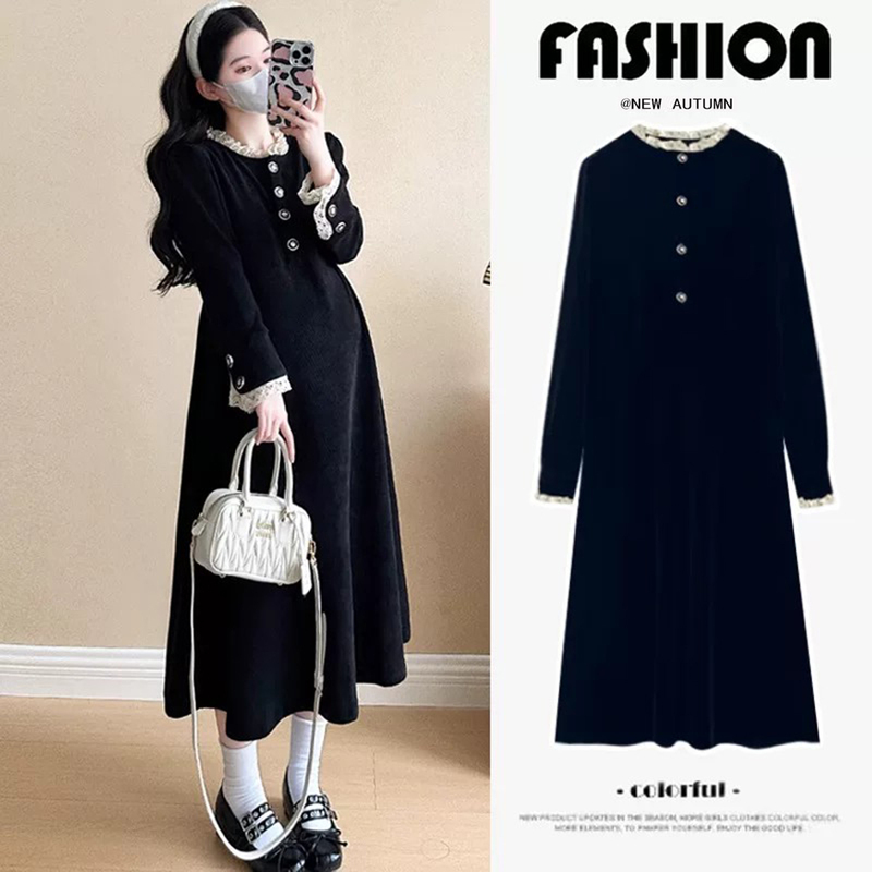 Maternity Dress Autumn and Winter 2026 New Style French Lace Splicing Small Fragrant Style Black Long Skirt Autum Maternity Skirt Maternity Dress Autumn and Winter 2026 New Style French Lace Splicing Small Fragrant Style Black Long Skirt Autum Maternity Skirt