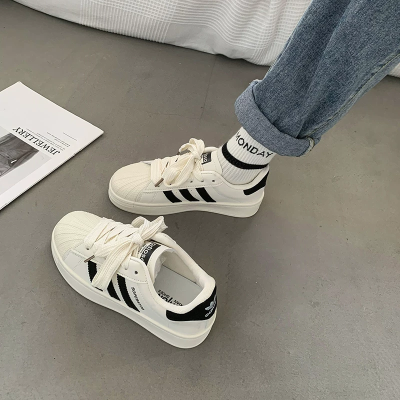 Shell обувь женская обувь 2024 ранняя осень новые толстая подошва увеличение обувь моральная тренировка белые кроссовки для спорта и отдыха