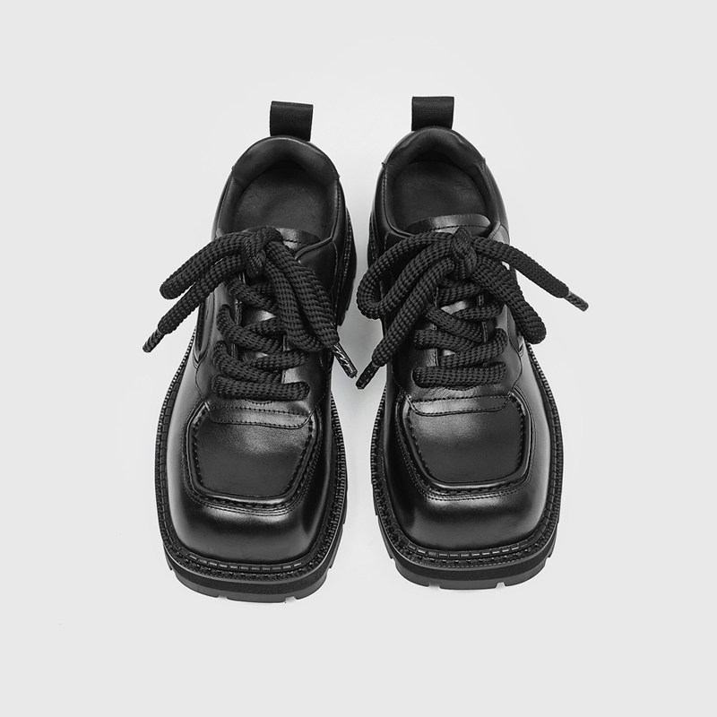 Rzaaz deconstructed patchwork square toe derby shoes: the