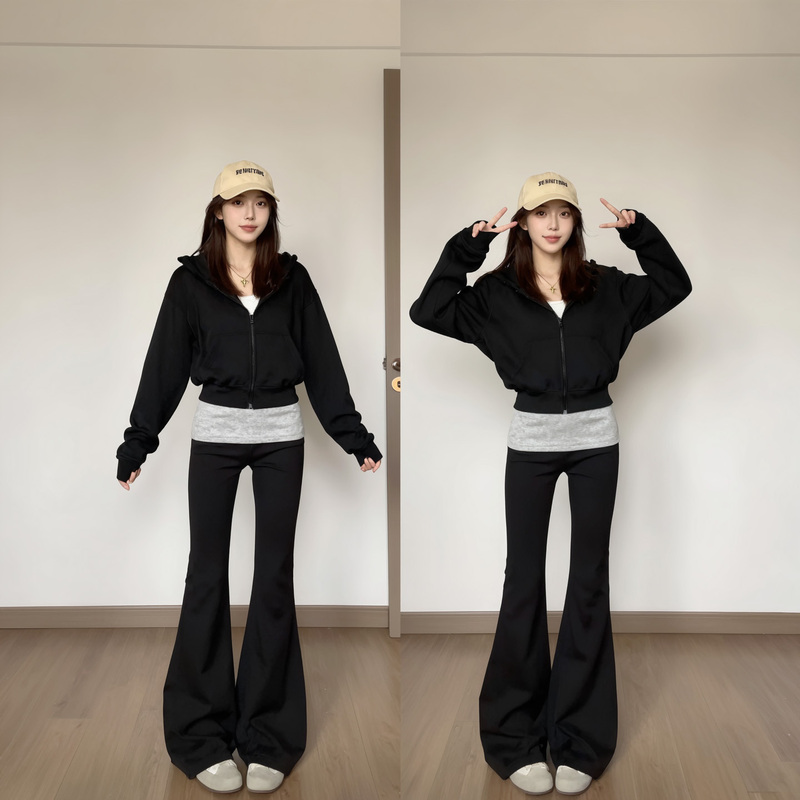 Black Short Sweatshirt Jacket for Women, Cardigan, 2026 Early Autumn New Korean Style, Very Stylish Long-Sleeve Autumn and Winter Zip-Up Top Black Short Sweatshirt Jacket for Women, Cardigan, 2026 Early Autumn New Korean Style, Very Stylish Long-Sleeve Autumn and Winter Zip-Up Top