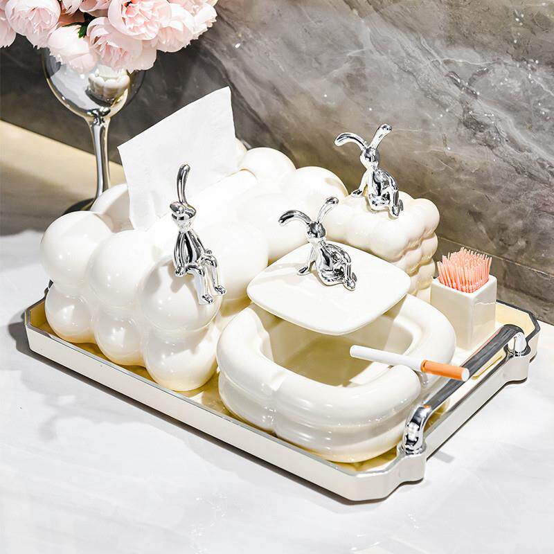 Tissue box toilet paper box home living room light lavish tea table Extraction toilet paper box ashtray toothpick box tray-Taobao