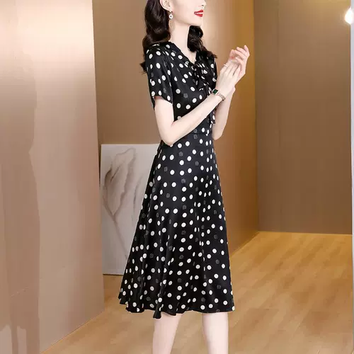Polka Dotin Dress Женская летняя новая мода стильная v-n