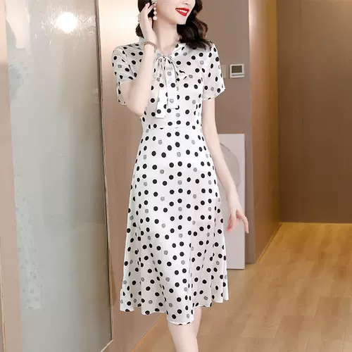 Polka Dotin Dress Женская летняя новая мода стильная v-n