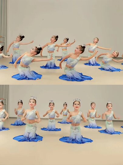 New Dai Ethnic Dance Costume for Children, Performance Outfit for Mengbala Naxi, Peacock Dance, Girls' Hip-Hugging Fishtail Dress