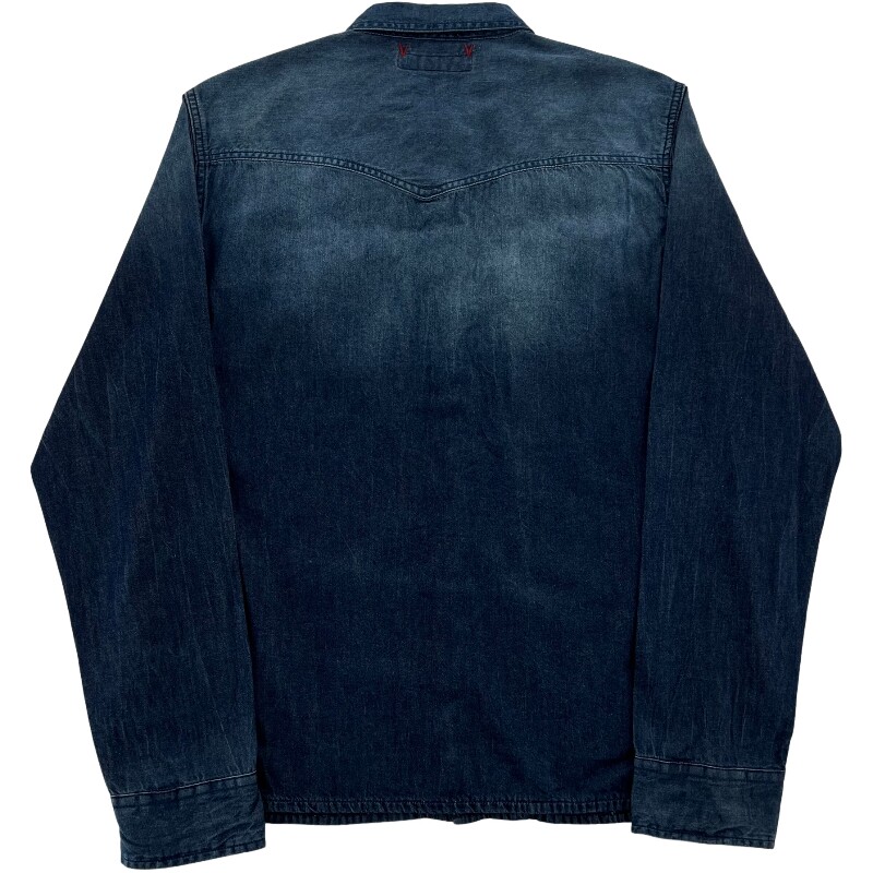 Джинсовая рубашка vintage古着美式复古阿美咔叽水洗做旧长袖日系牛仔衬衫男女n2