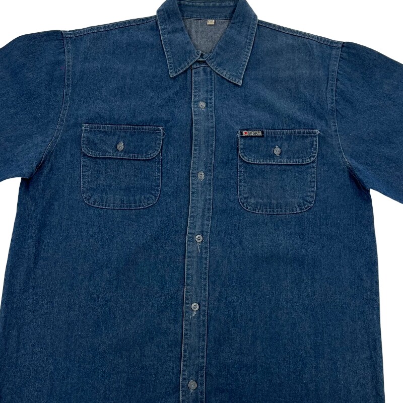 Джинсовая рубашка vintage古着美式复古阿美咔叽水洗做旧长袖日系牛仔衬衫男女n2