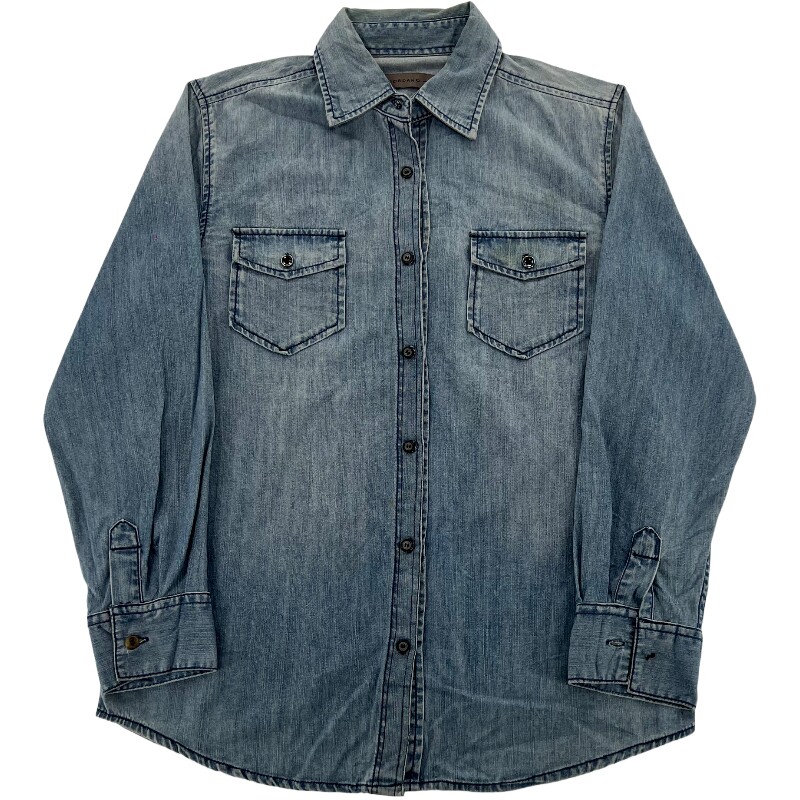 Джинсовая рубашка vintage古着美式复古阿美咔叽水洗做旧长袖日系牛仔衬衫男女n2